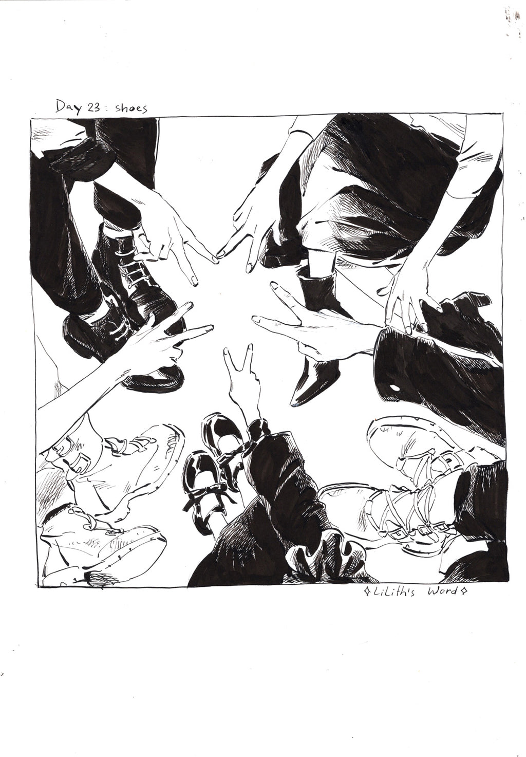 Original ink drawing - Day 23 (shoes)