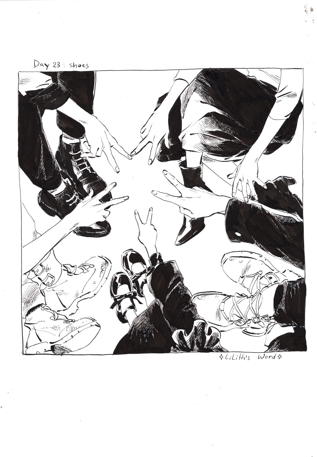 Original ink drawing - Day 23 (shoes)