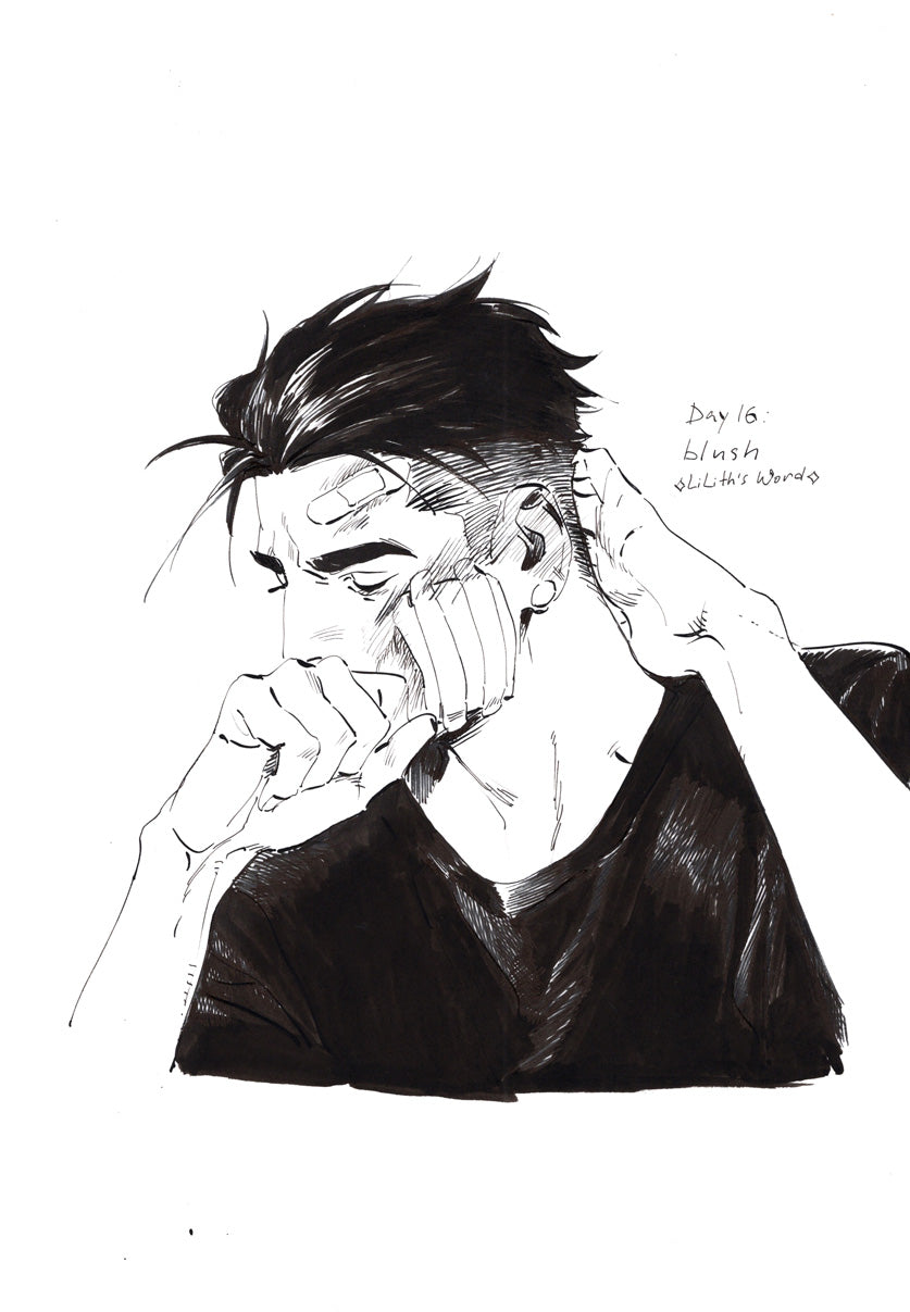 Original ink drawing - Day 16, blush