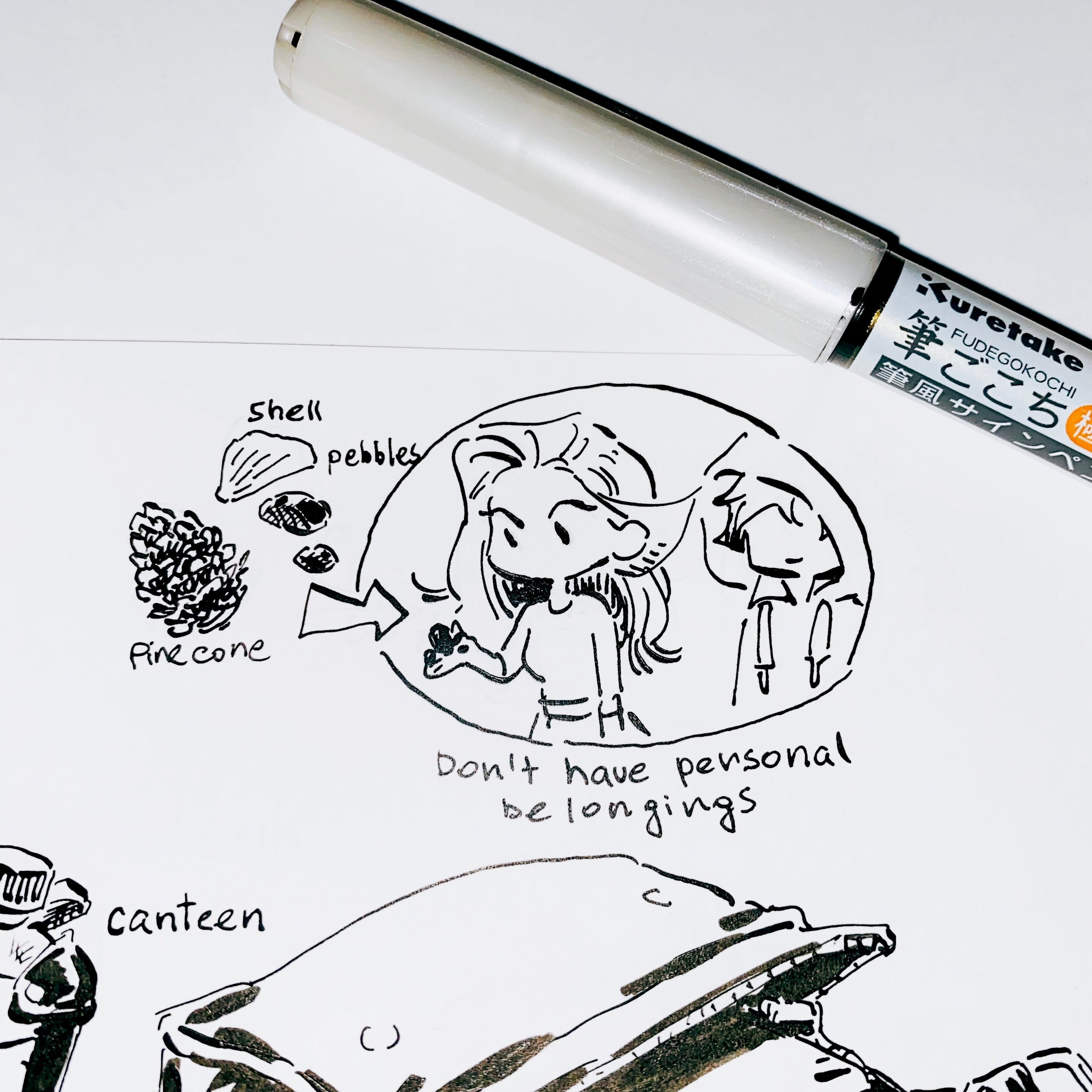 Original ink drawing - Day 11, Their bag