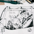 Original ink drawing - Day 13, nap