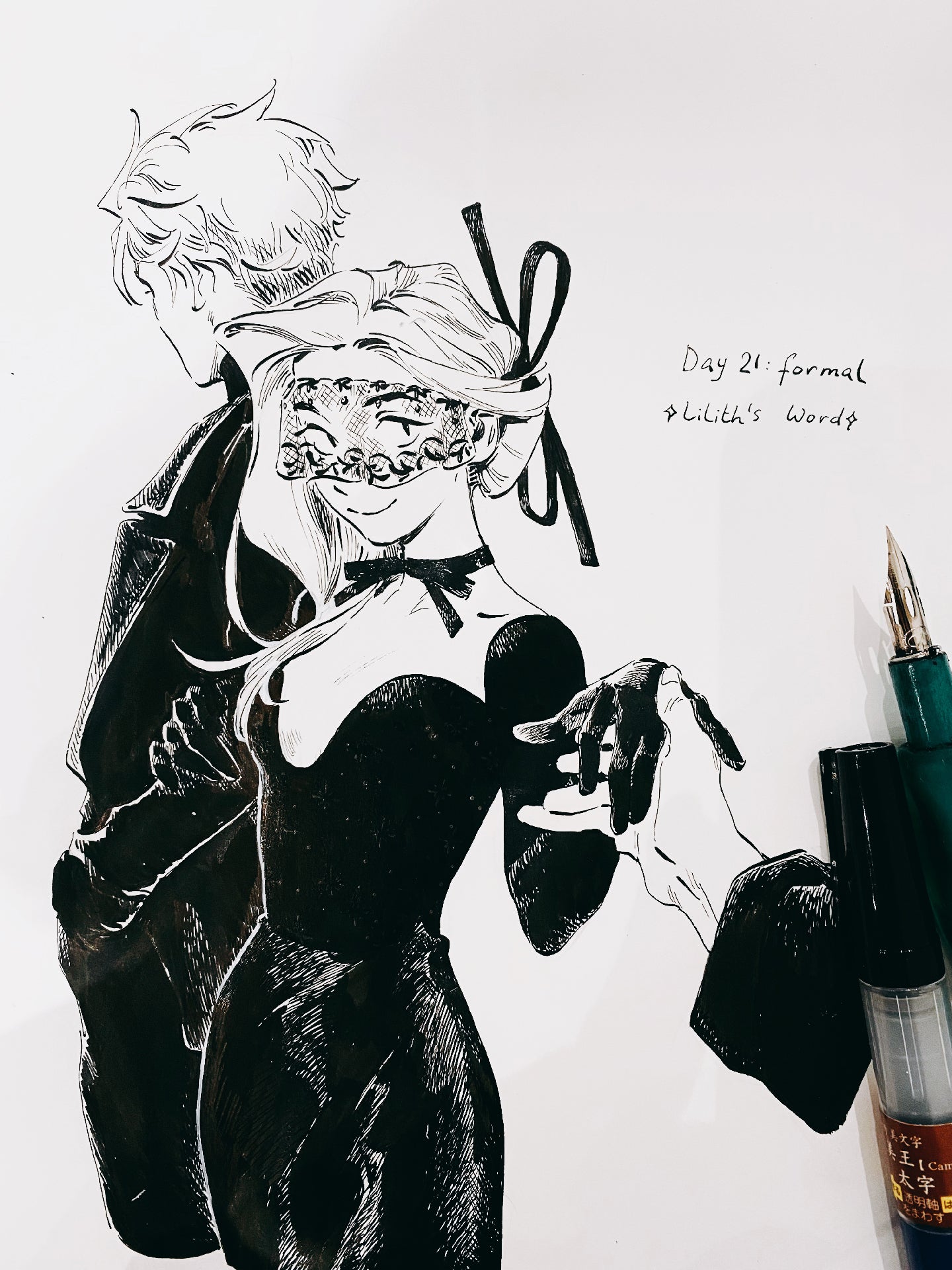 Original ink drawing - Day 21 (formal)
