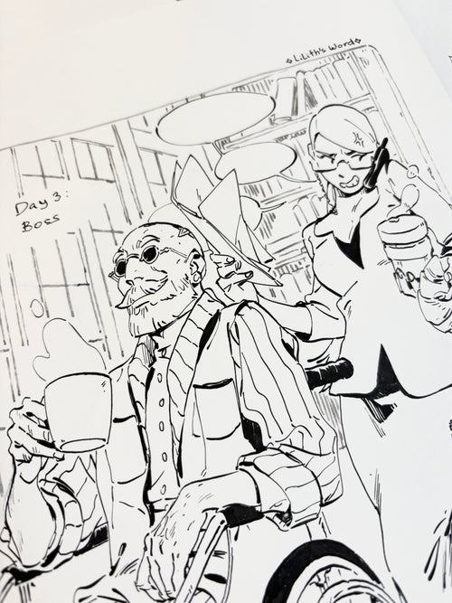 Original ink drawing - Day 3, Boss