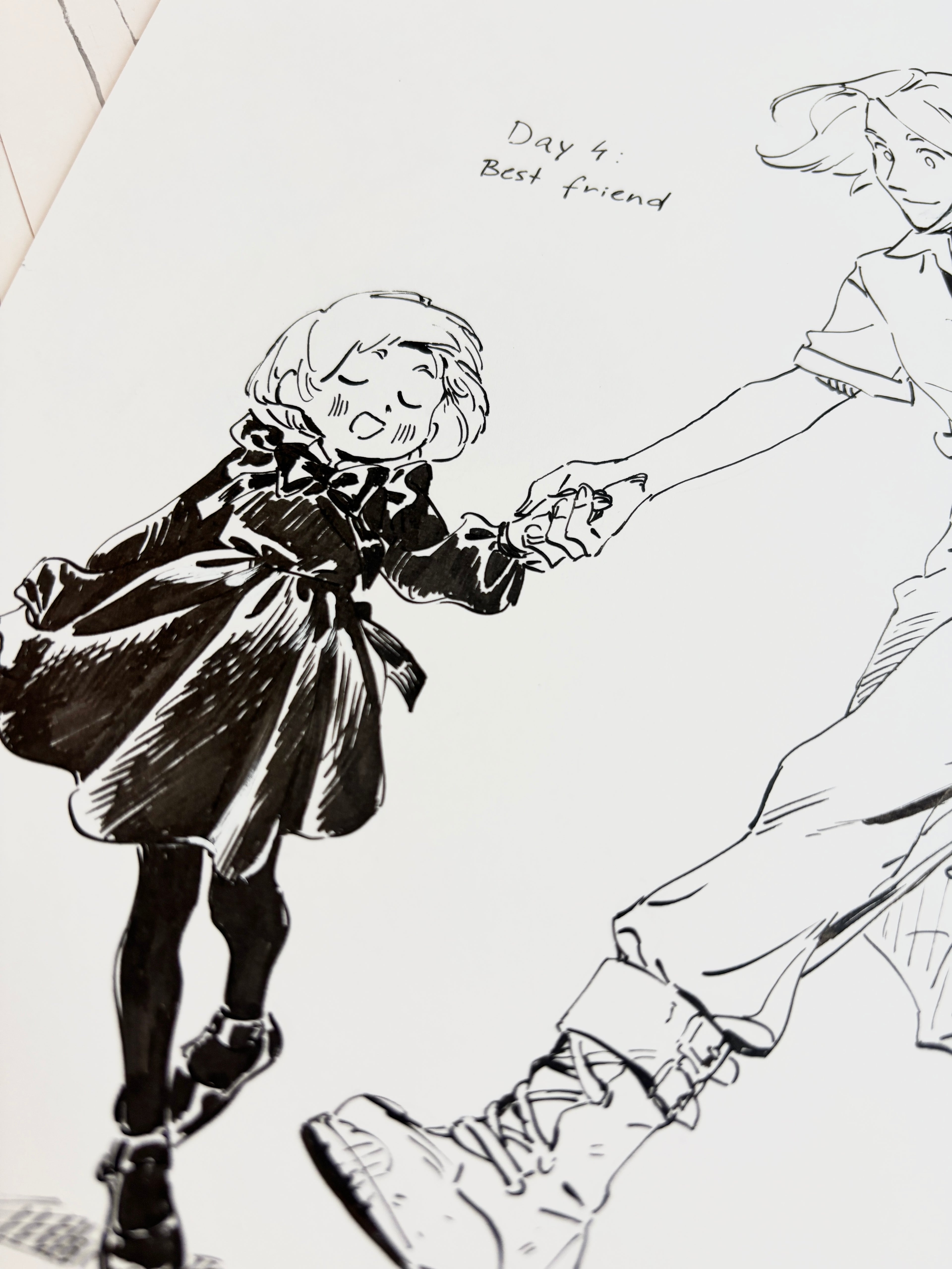 Original ink drawing - Day 4, Best Friend