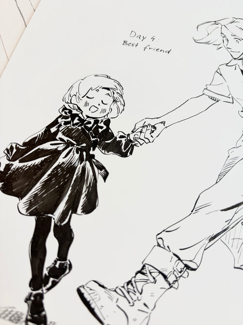 Original ink drawing - Day 4, Best Friend