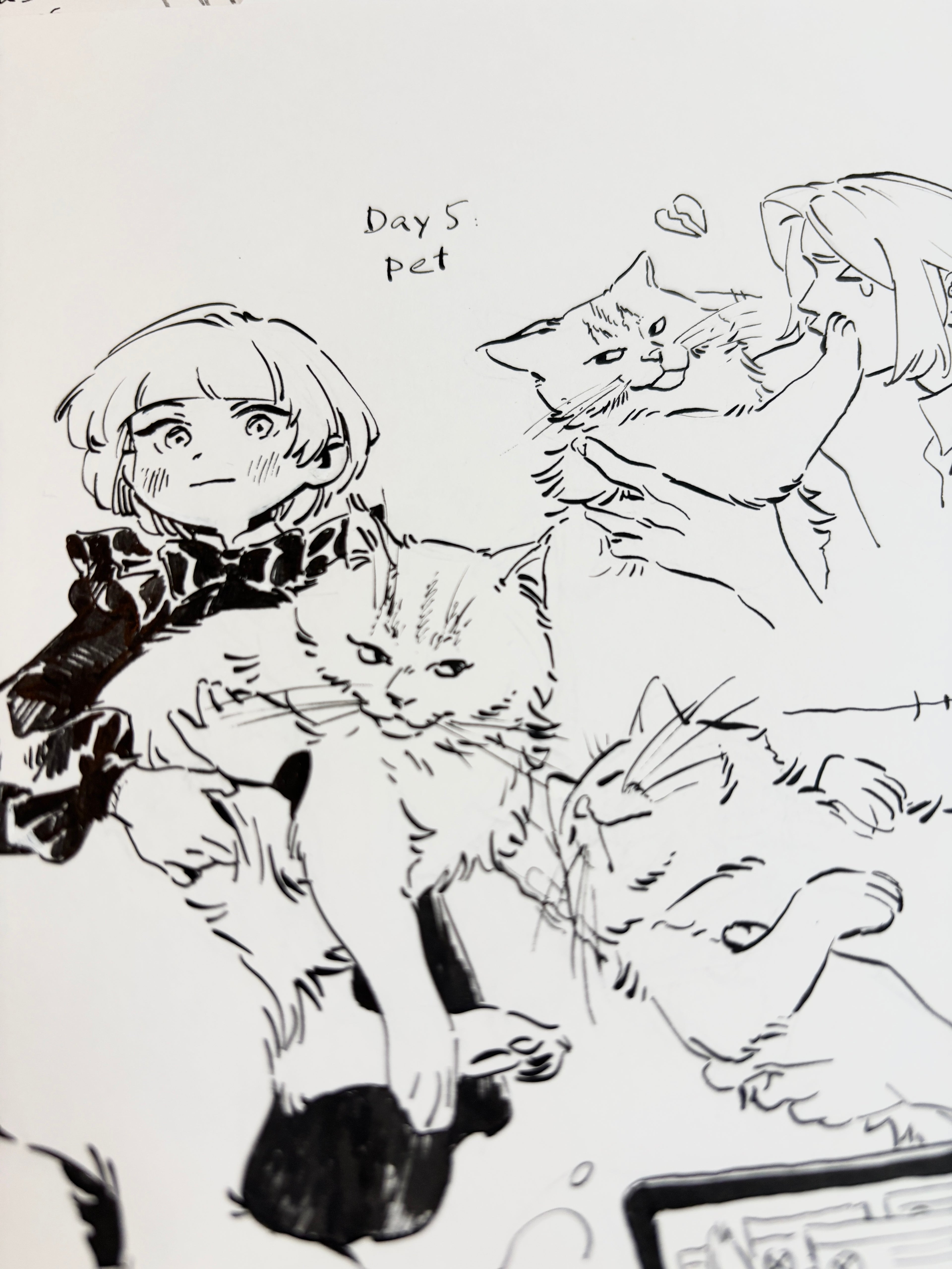 Original ink drawing - Day 5, Pet