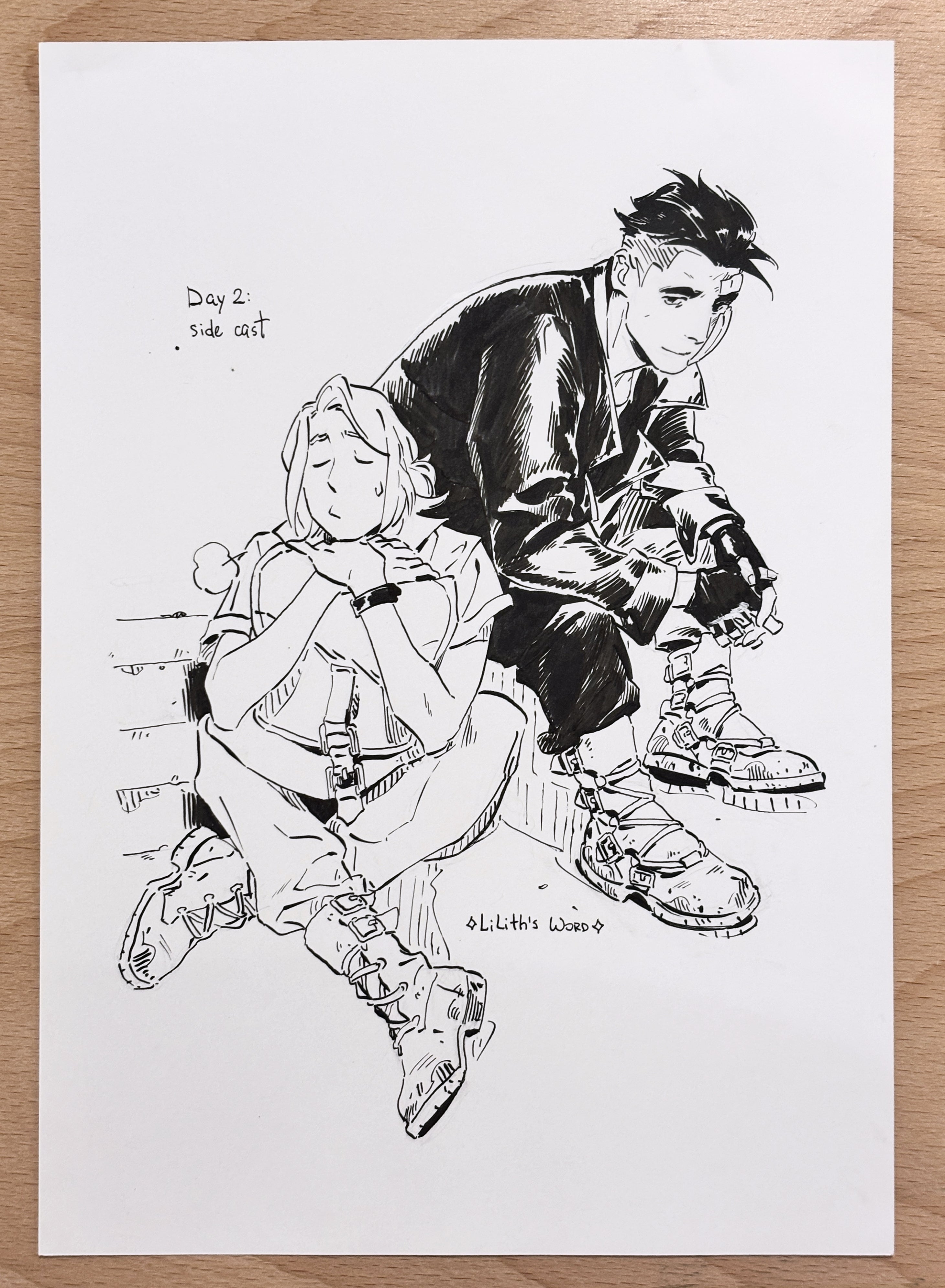 Original ink drawing - Day 2, Side cast