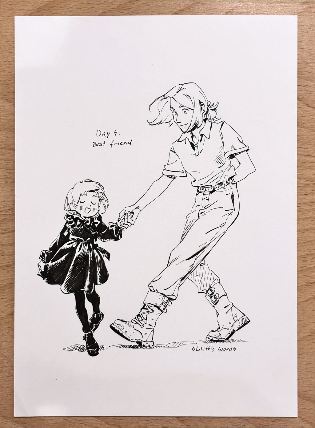 Original ink drawing - Day 4, Best Friend