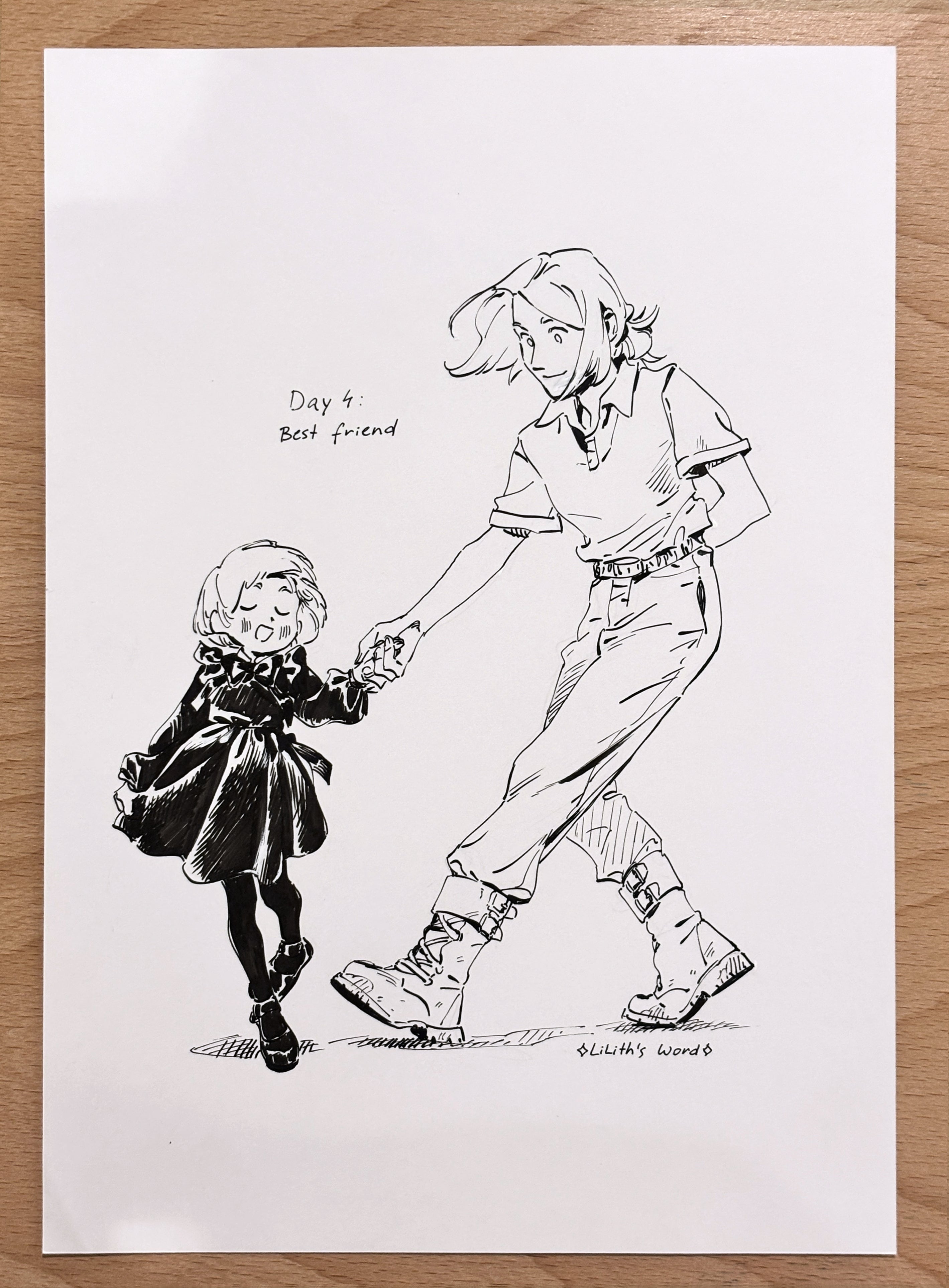 Original ink drawing - Day 4, Best Friend