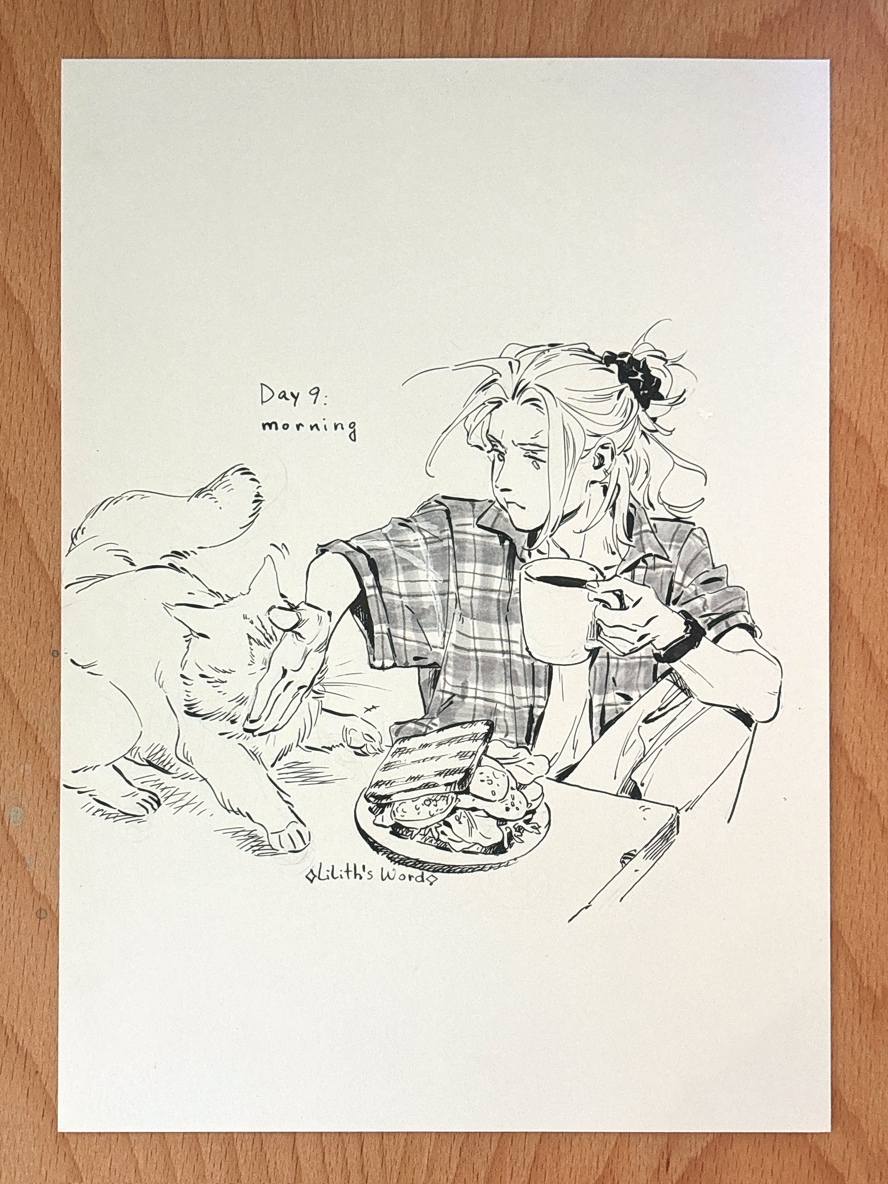 Original ink drawing - Day 9, morning
