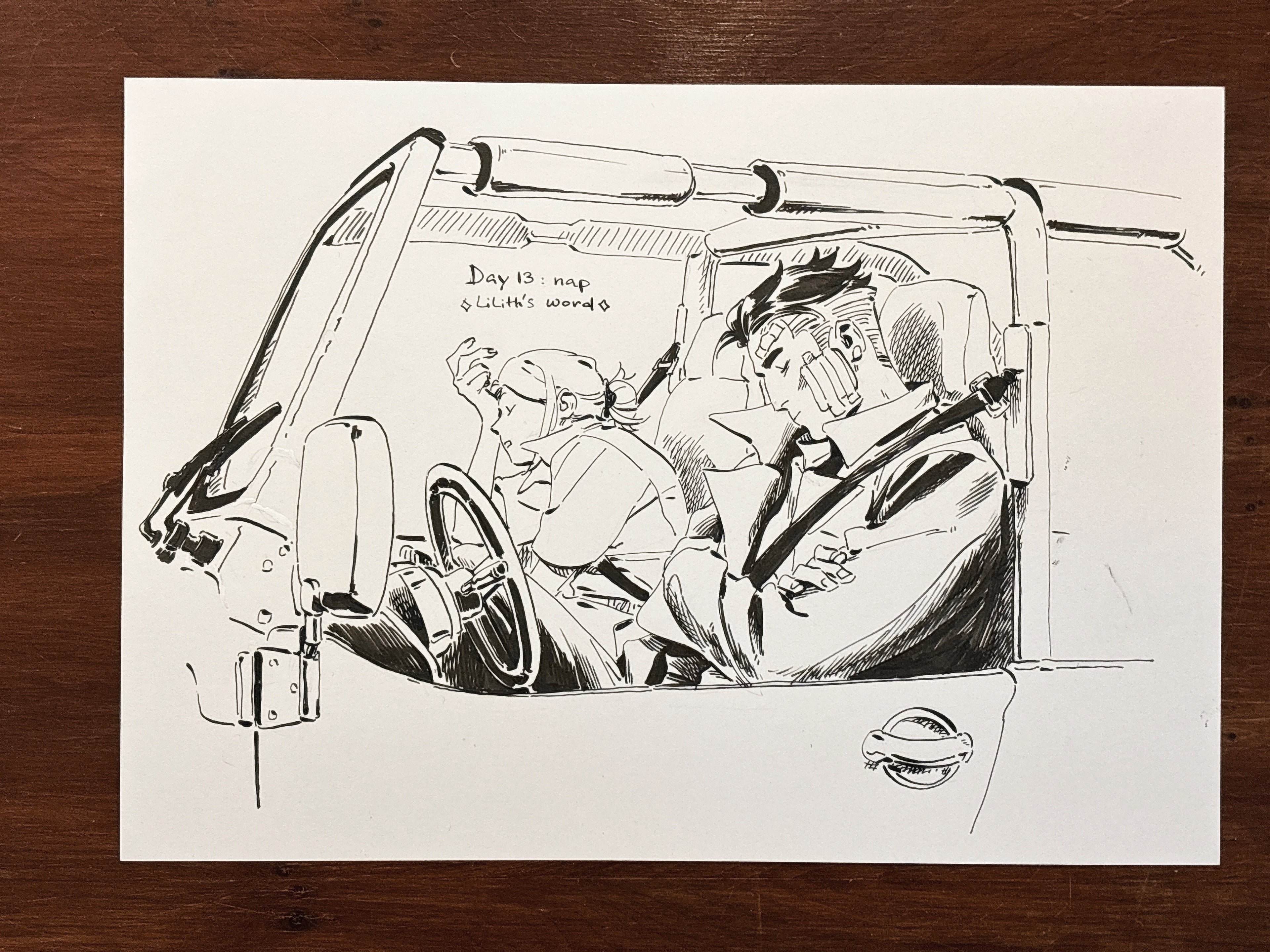 Original ink drawing - Day 13, nap