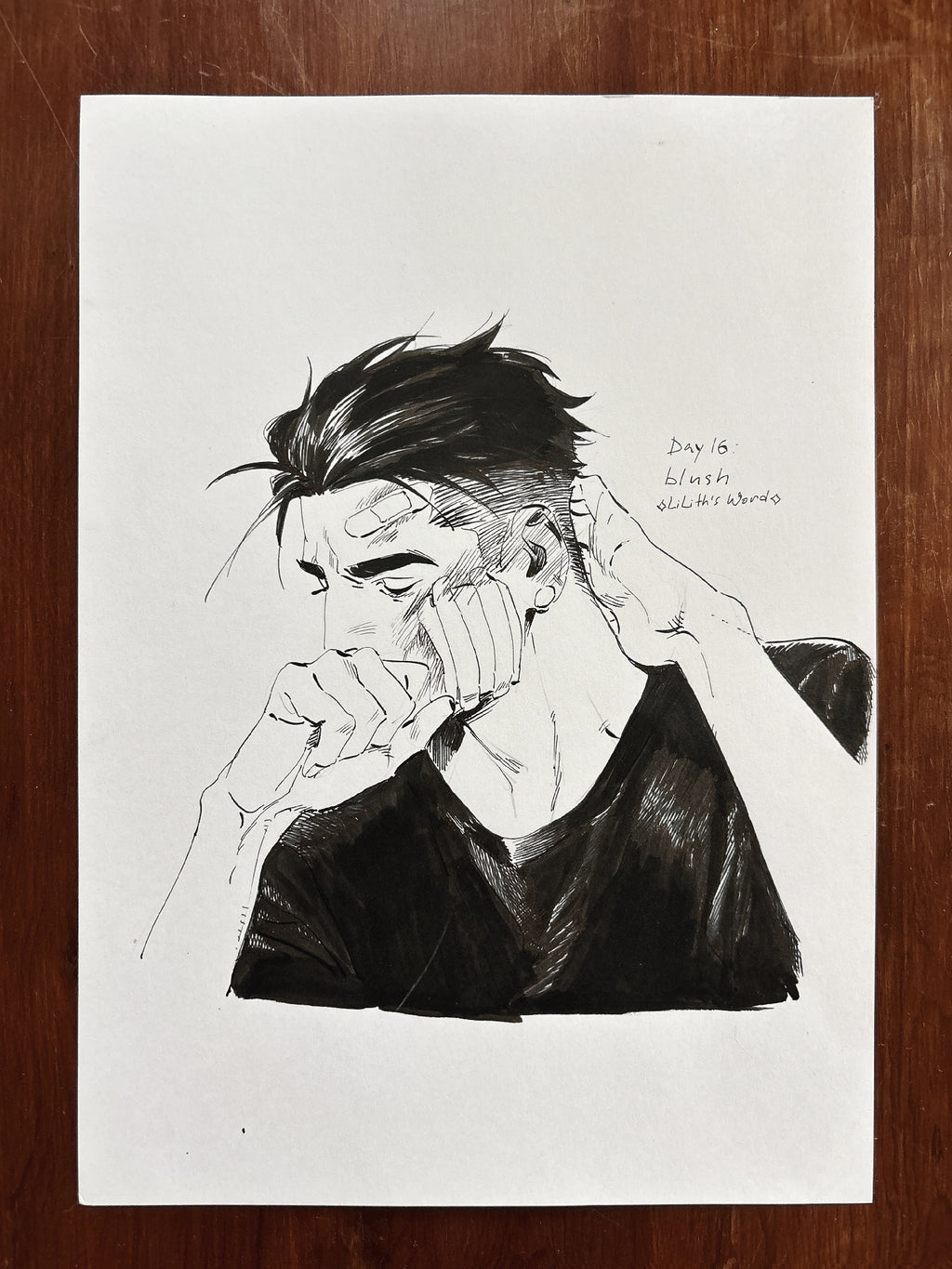 Original ink drawing - Day 16, blush