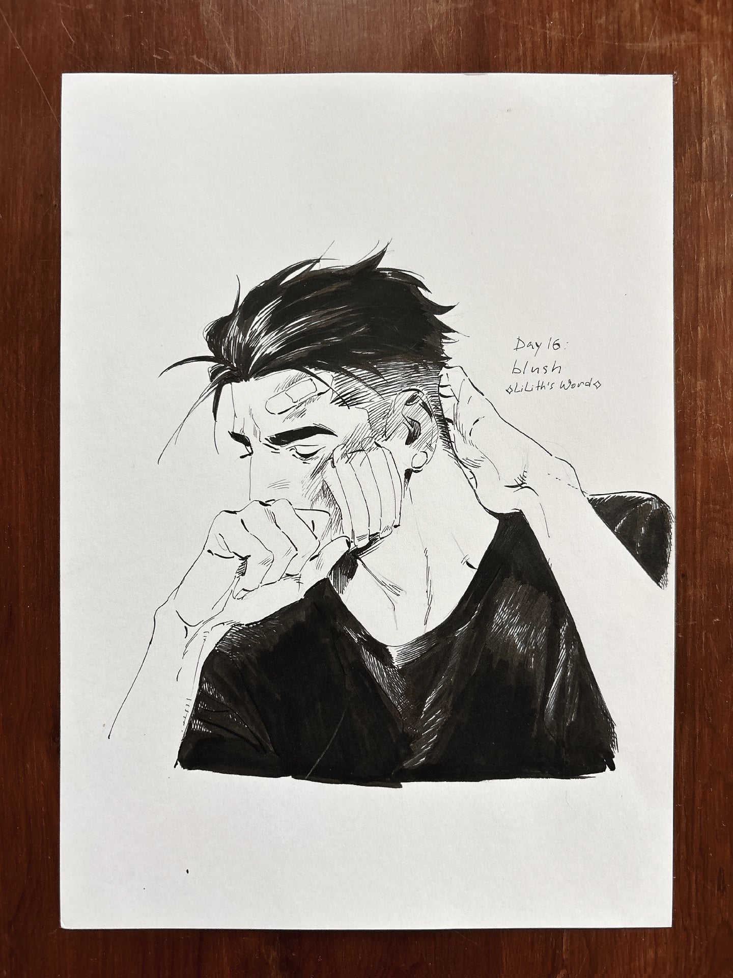 Original ink drawing - Day 16, blush