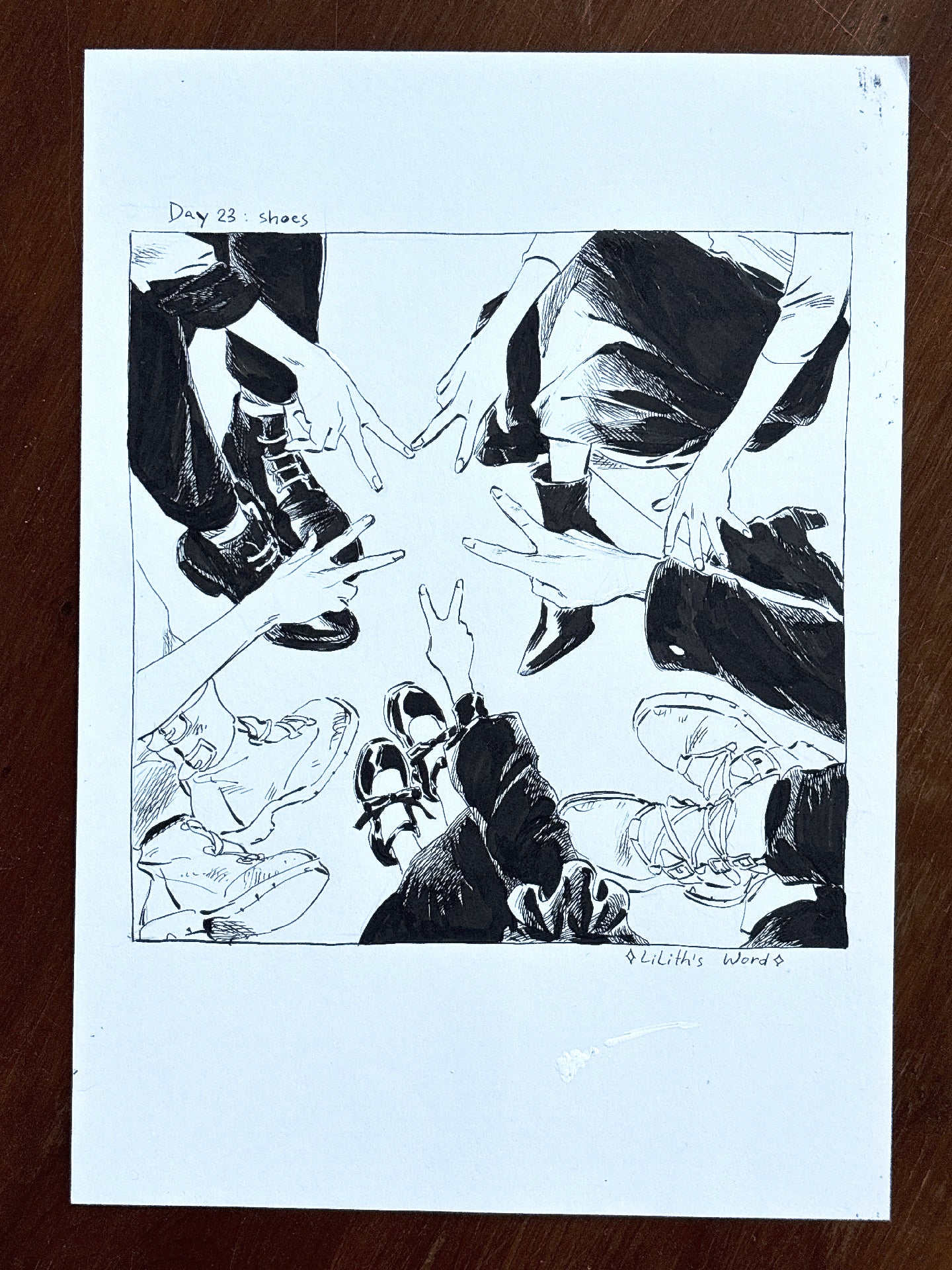 Original ink drawing - Day 23 (shoes)
