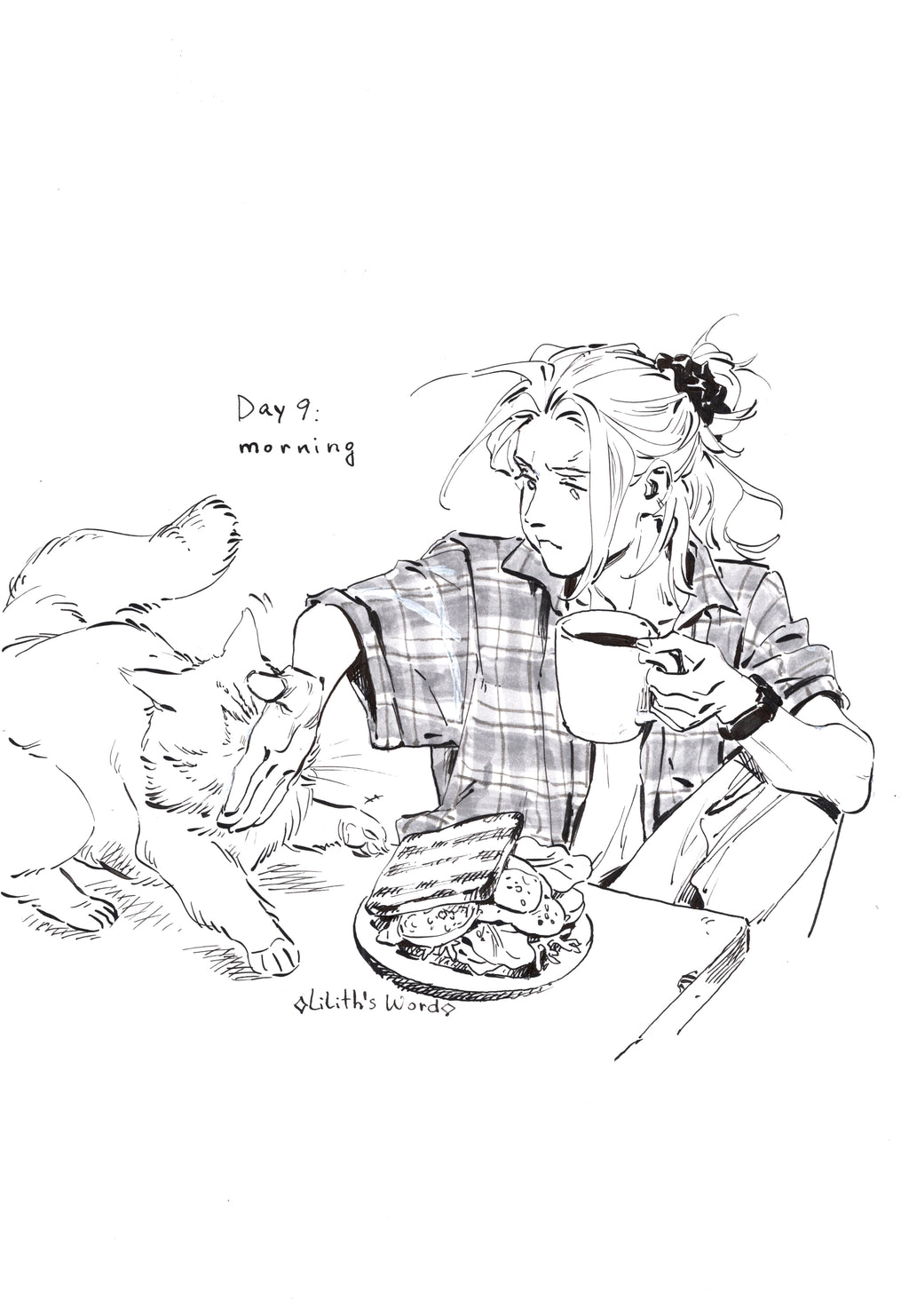 Original ink drawing - Day 9, morning