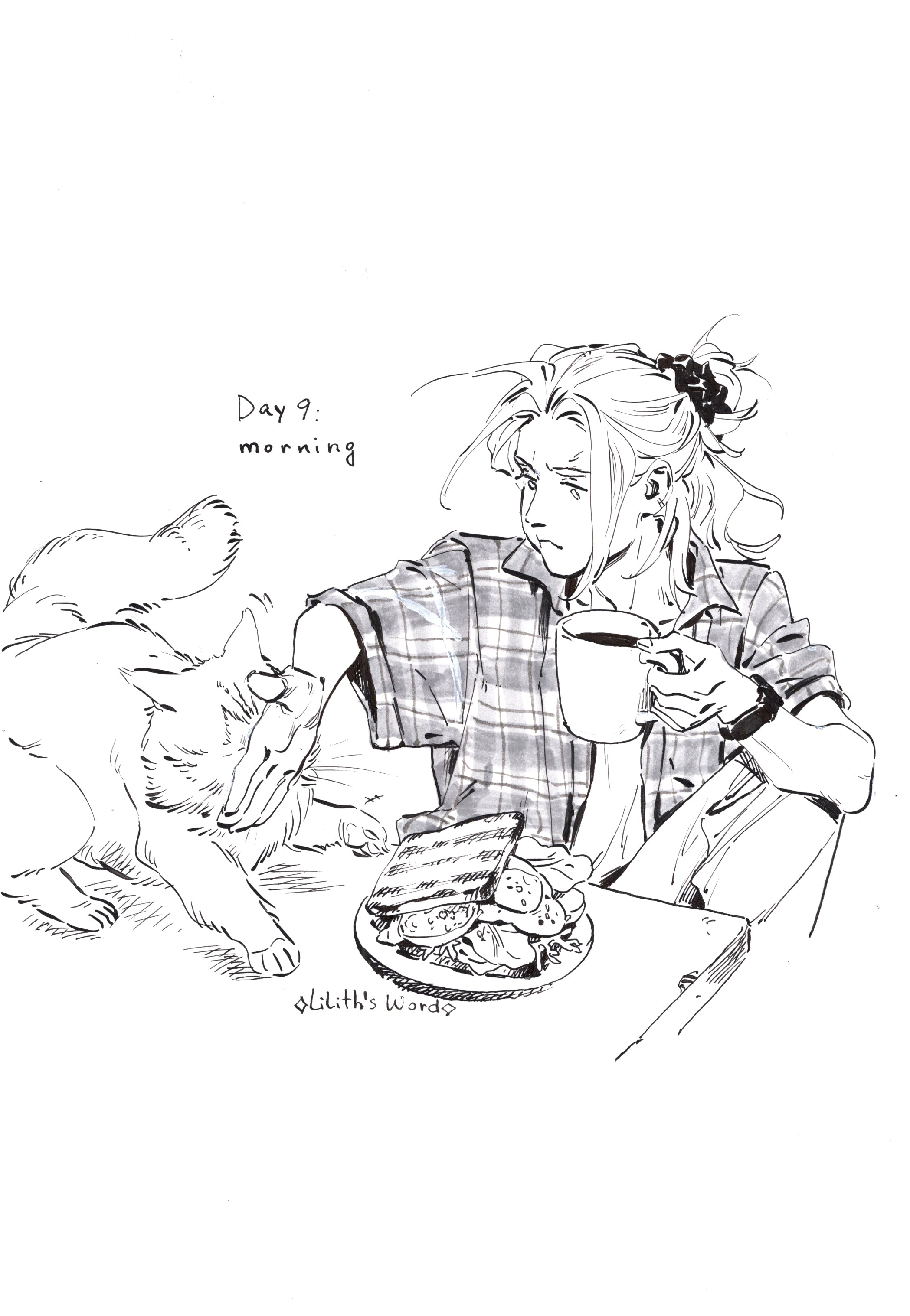 Original ink drawing - Day 9, morning