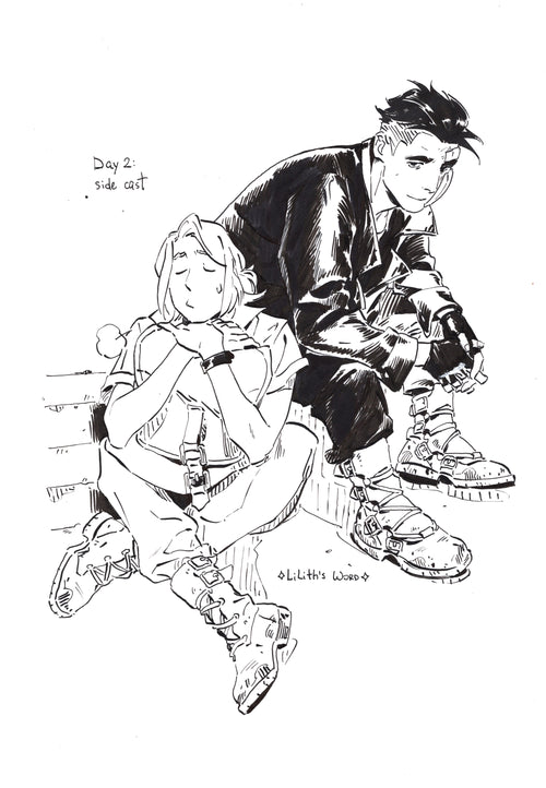Original ink drawing - Day 2, Side cast