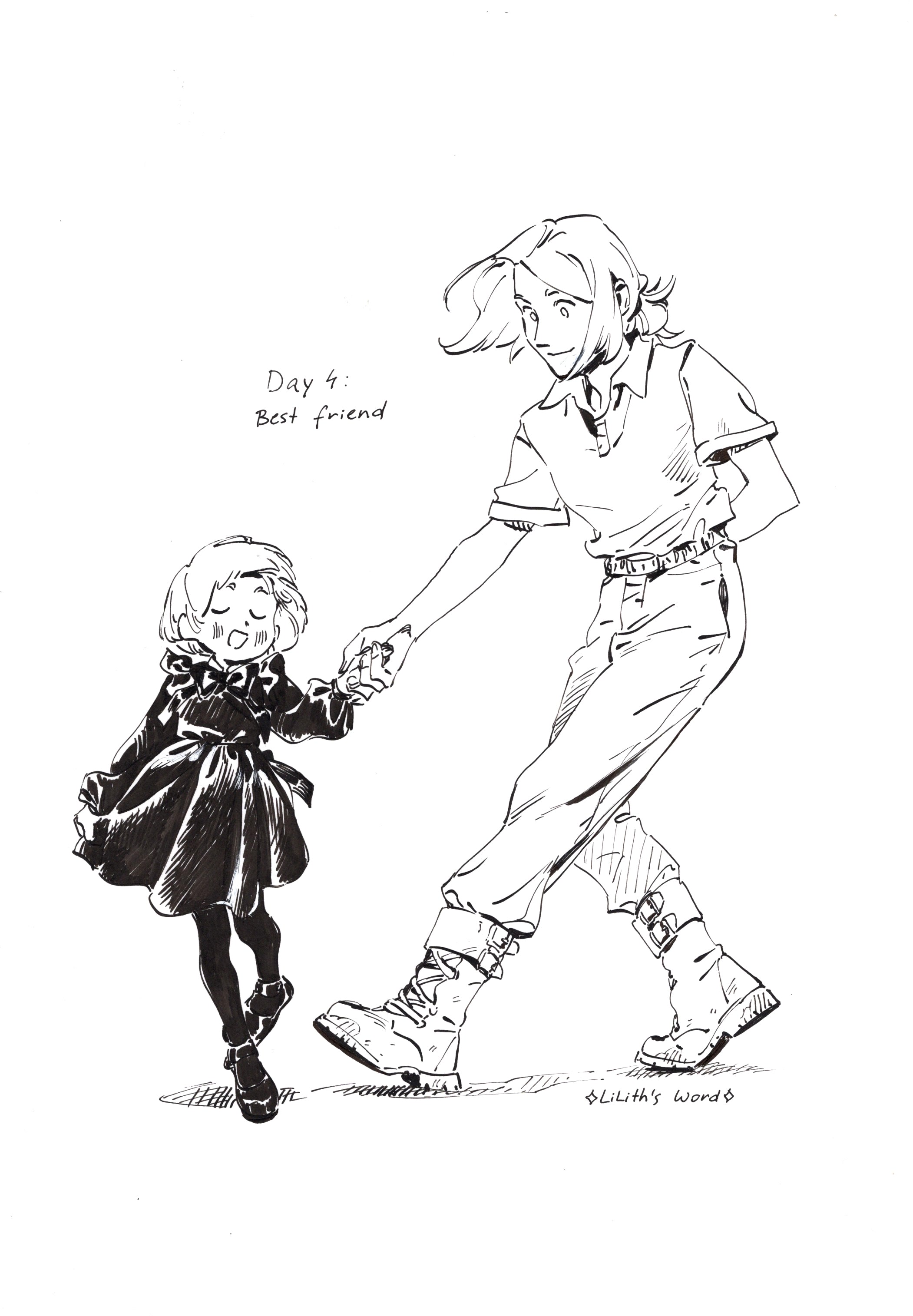 Original ink drawing - Day 4, Best Friend