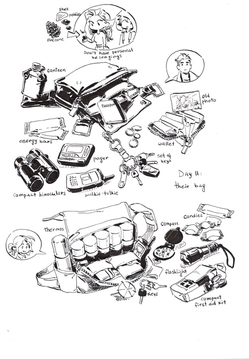 Original ink drawing - Day 11, Their bag