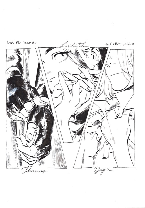 Original ink drawing - Day 12, hands
